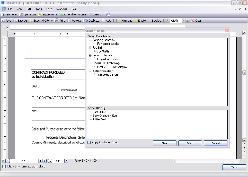 Matter Page Screen
